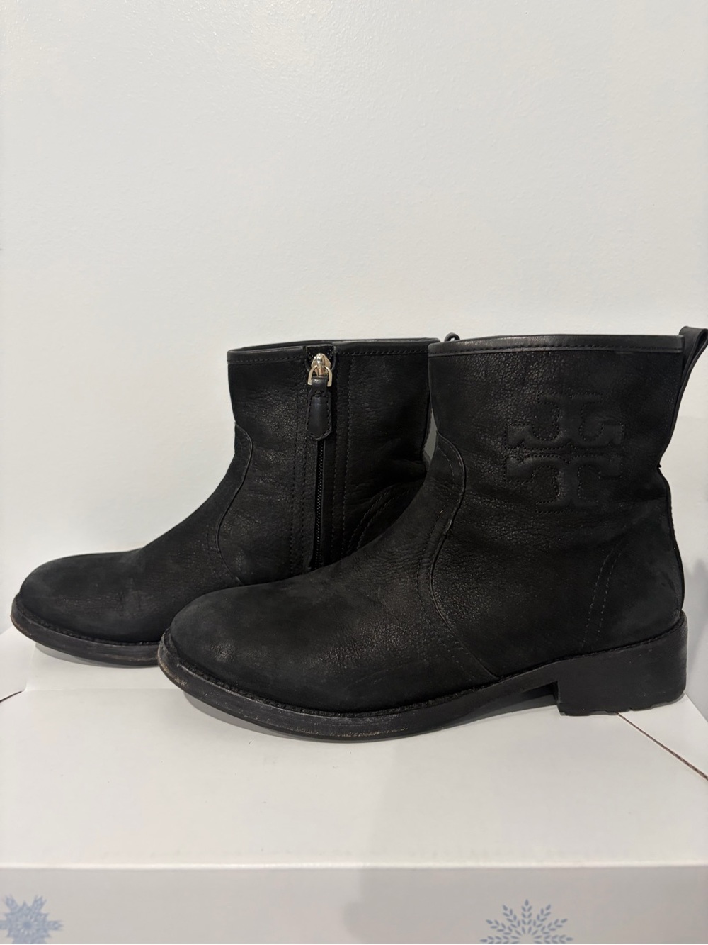 Tory Burch Simone Leather Moto Ankle Boots - Size 8.5